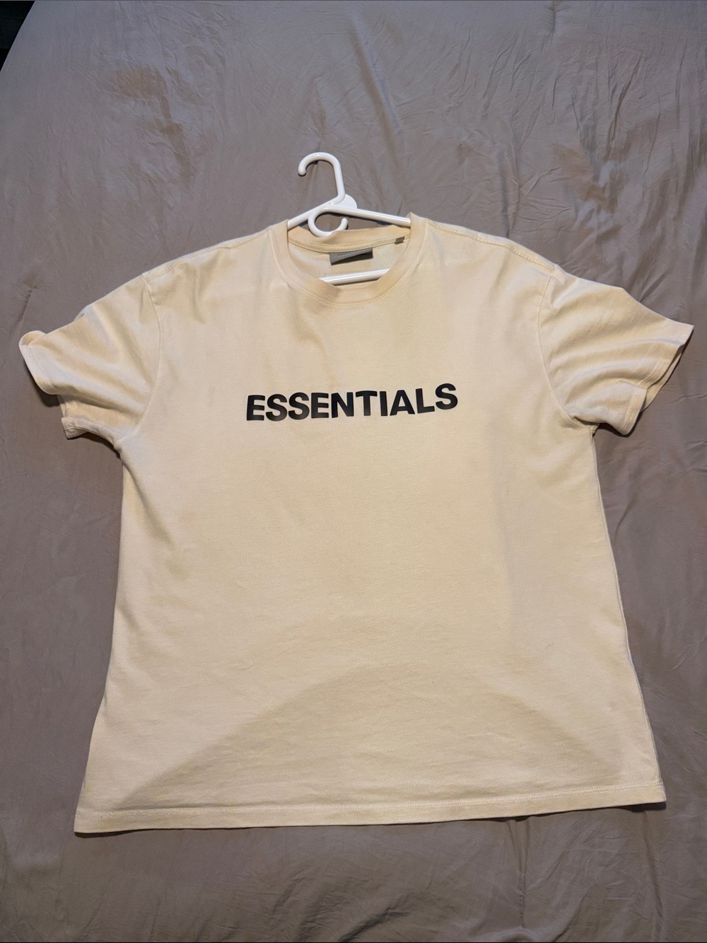 Essentials Short Sleeve Crewneck T-Shirt in Cream with Black Logo
